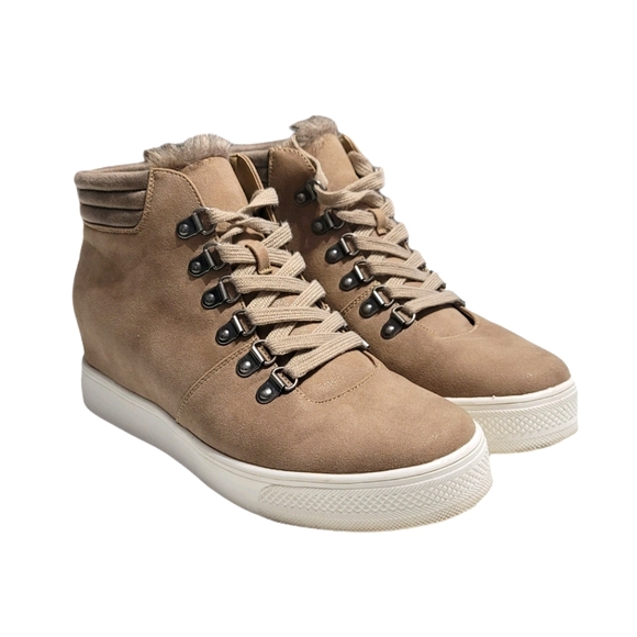 MADELINE girl Womens Yolo Tan Suede Wedge Sneaker - Picture 2 of 10